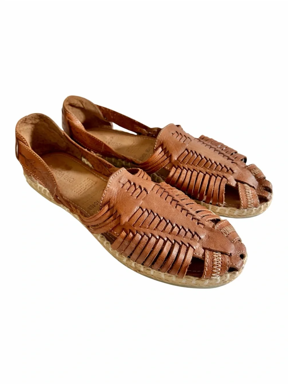 Raramuri Huaraches Mexican Shoes Sandals Hand Woven Leather Artisan Size W 10.5